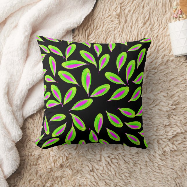 Levande färgstarka Löv Mönster Kudde (Filt)