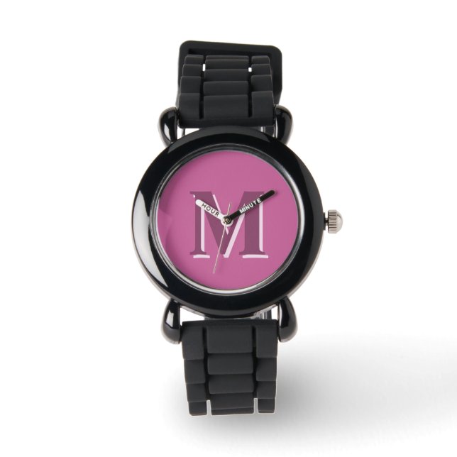 levande fast rosa monogram, armbandsur (Framsida)