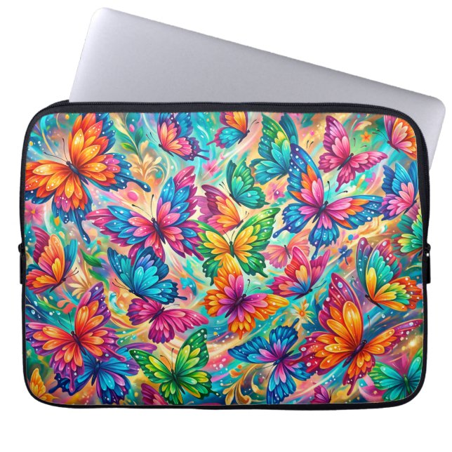 Levande fjärilsdrömlandskap – Tropisk Boho Laptop Fodral (Framsidan)
