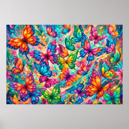 Levande Fjärilsdrömlandskap – Tropisk Boho Poster