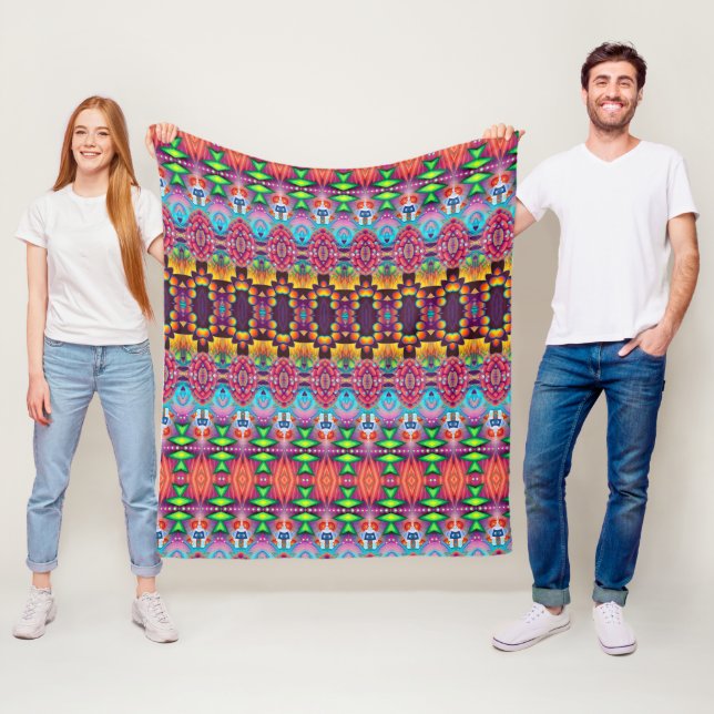 Levande Fleece: Trendiga Filttöj Muster på Zazzle Fleecefilt (På plats)