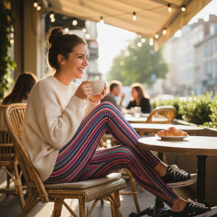 Levande flerfärgade vertikala ränder leggings