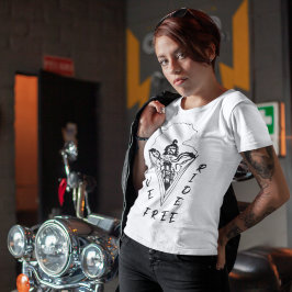 Levande fri Biker för tung motorcykel Kvinnor i lj T Shirt