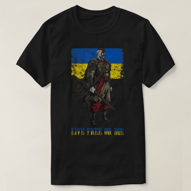 Levande fri eller avbruten sossackkrigare ukraine  t shirt (Design framsida)