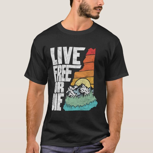 Levande, fritt eller döende New Hampshire Natature T Shirt (Framsida)