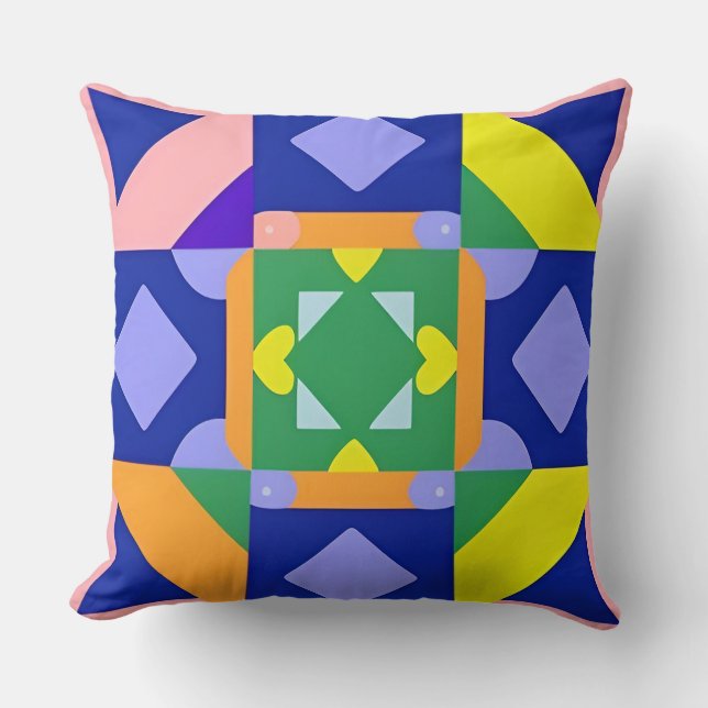 🌸 Levande Geometrisk Abstrakt Mysig Hemstil 🌸 Kudde (Framsida)