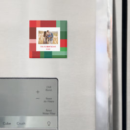 Levande Geometrisk Färgblock Jul Foto Magnet