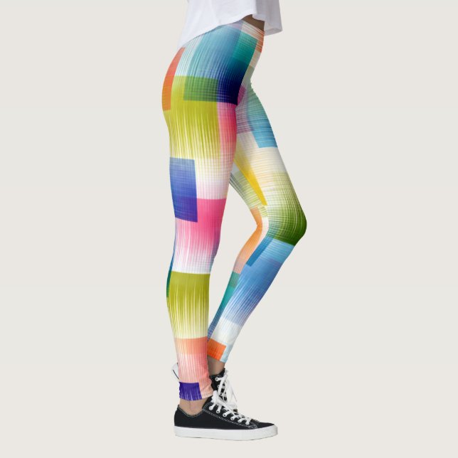 Levande geometriska färgblock med mjuk gradient  leggings (Höger)