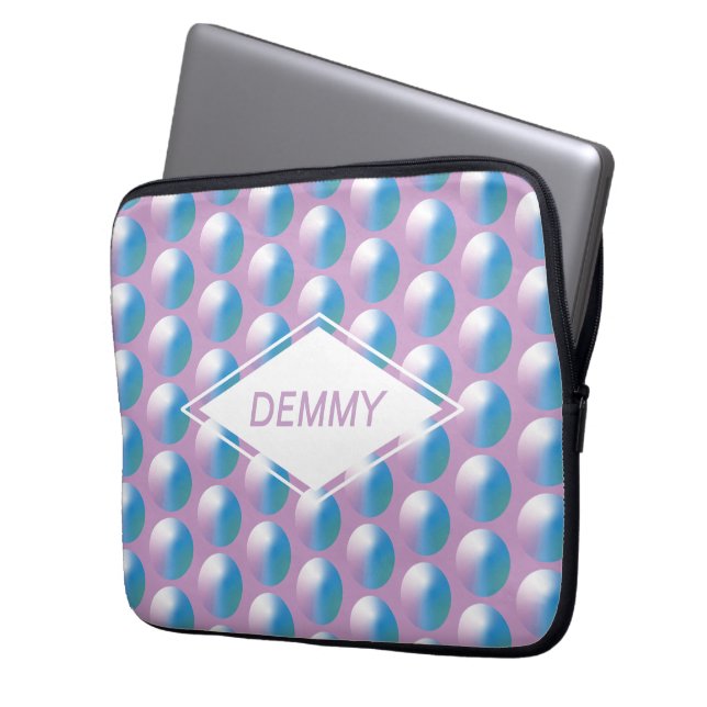 Levande gradientcirklar Geometrisk Modern Blå. Laptop Fodral (Framsidan Vänster)