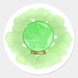 Levande Grönt Cracks Crystal Boll Runt Klistermärke