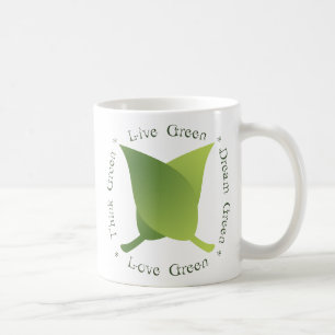 Levande grönt, tänka grön, drömma grönt, kär kaffemugg