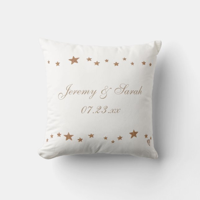 Levande Guld Stars Personlig Bröllop Pillows Kudde (Framsida)