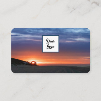 Levande himmel strand solnedgång resebyrå med logo visitkort