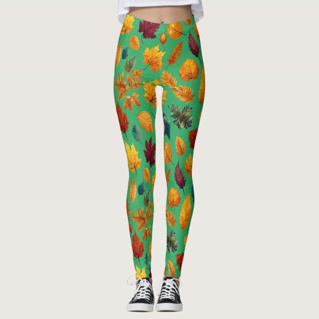 Levande höstlöv leggings (Framsida)
