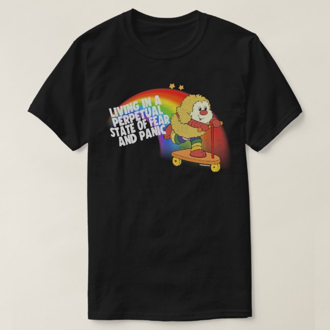 Levande i ett perpetual State of Fear Panic Retro  T Shirt (Design framsida)