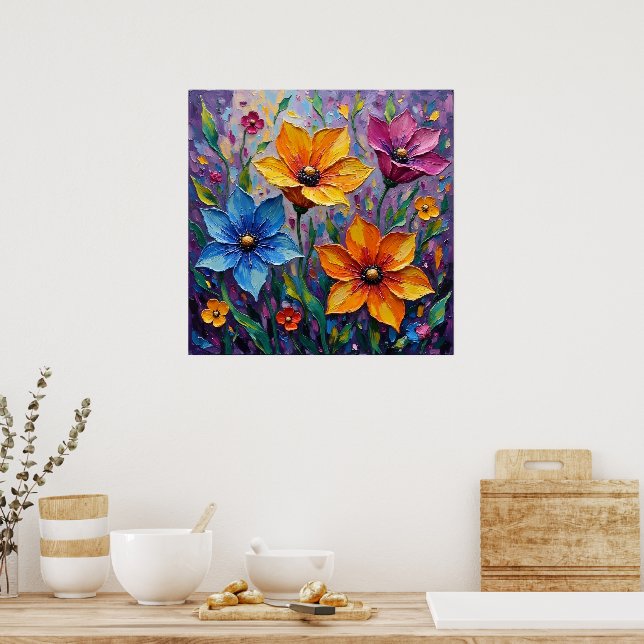 Levande Impasto Vildblommor Poster (Kök)