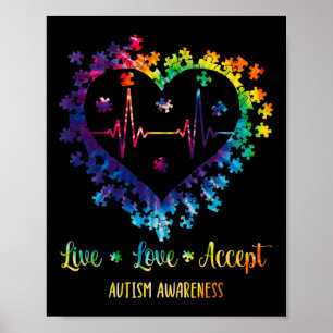 Levande Kärlek accepterar autism Awareness Tie Dye Poster