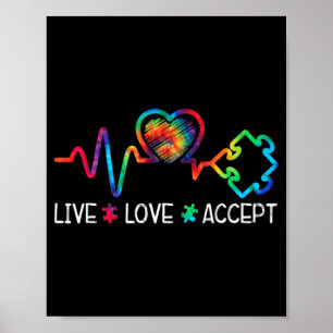 Levande Kärlek accepterar autismmedvetande Hjärtat Poster