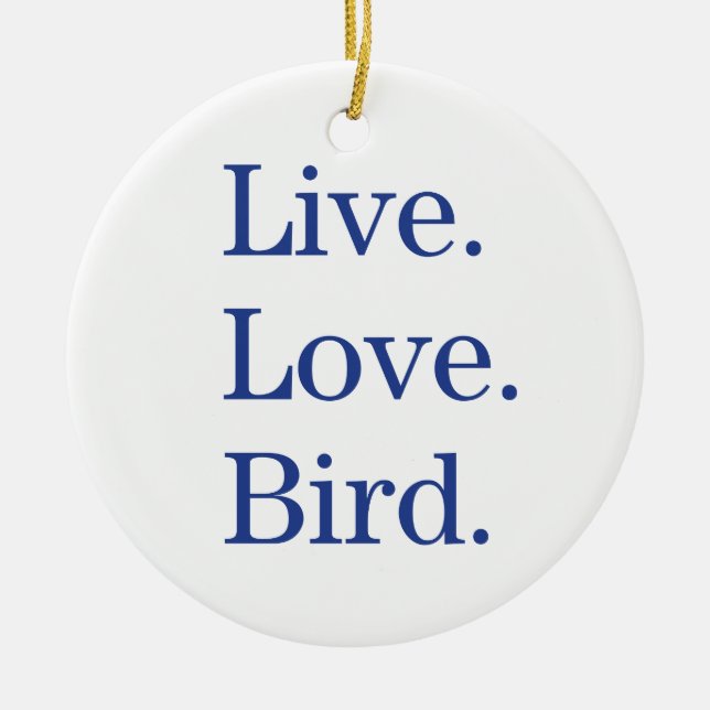 Levande. Kärlek. Bird. Julgransprydnad Keramik (Framsidan)