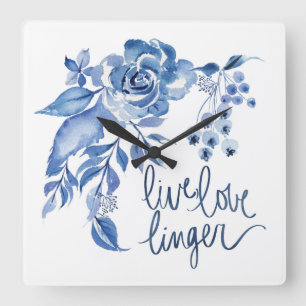 Levande kärlek dröja sig kvar blommigt för fyrkantig klocka