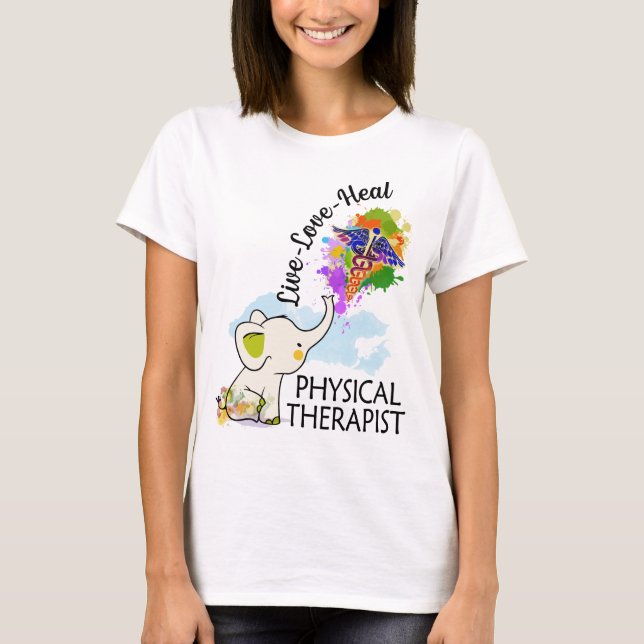levande kärlek, fysisk terapeutisk elefant färger t shirt (Framsida)