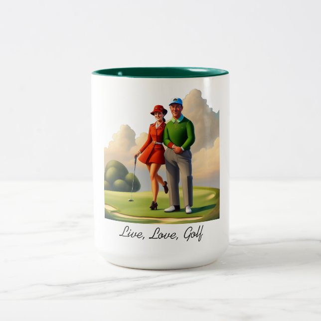Levande, Kärlek, Golf Två-Tonad Mugg (Center)