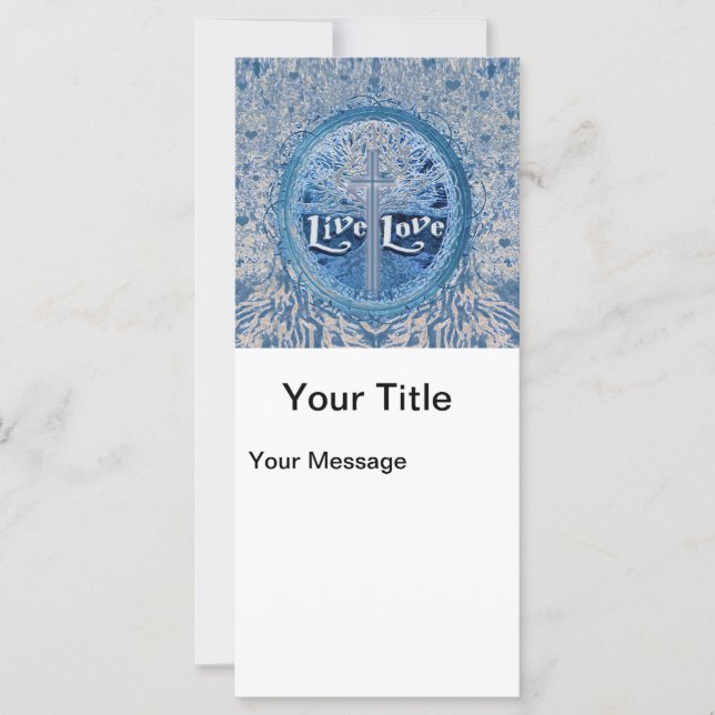 Levande Kärlek Kor Blue Livets träd Mönster (Framsida)