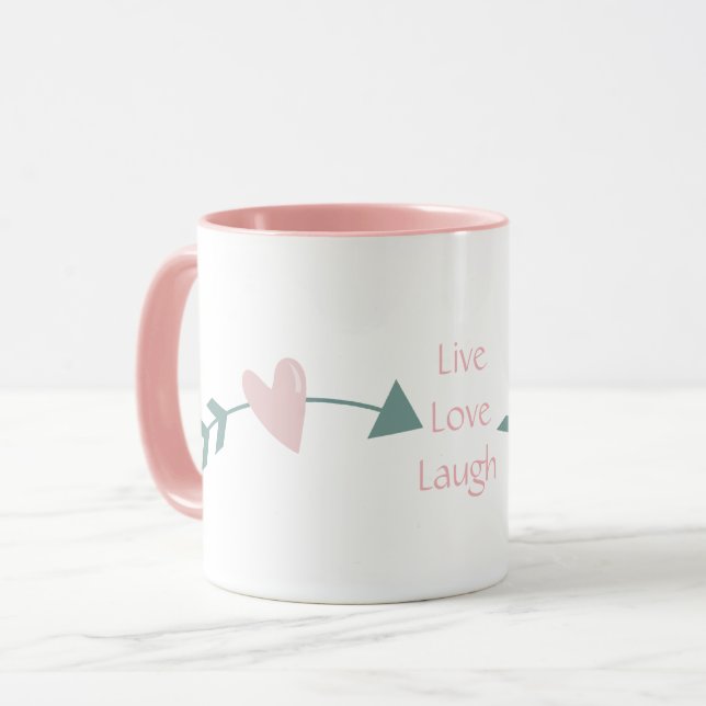 Levande Kärlek Laugh Mugg med hjärta och pil (Framsida vänster)