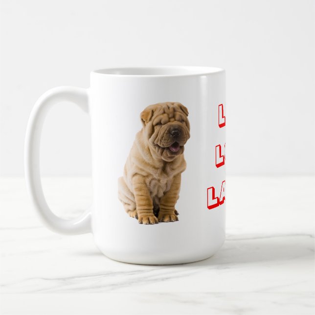 Levande, Kärlek, Laugh Vassare Pei Puppy Hund kaff Kaffemugg (Vänster)