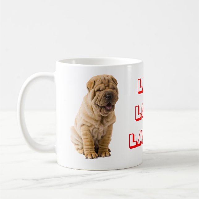 Levande, Kärlek, Laugh Vassare Pei Puppy Hund kaff Kaffemugg (Vänster)