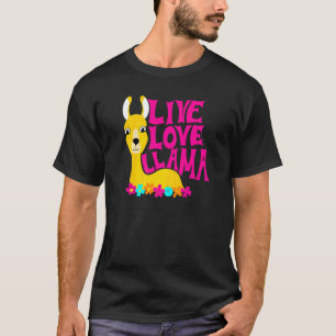 Levande Kärlek Llama Flower Power Animal Graphics T Shirt