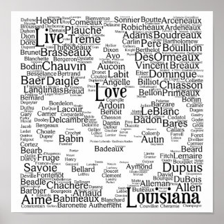 Levande, Kärlek, Louisiana Last Names Fleur - De - Poster