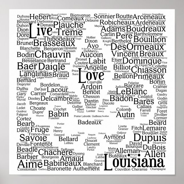 Levande, Kärlek, Louisiana Last Names Fleur - De - Poster (Framsidan)