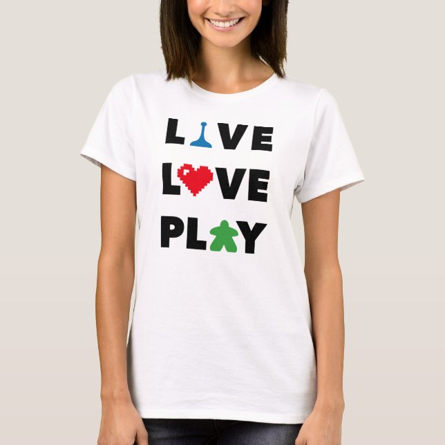 Levande, Kärlek, Spela upp svart text, omonshalt T Shirt (Framsida)