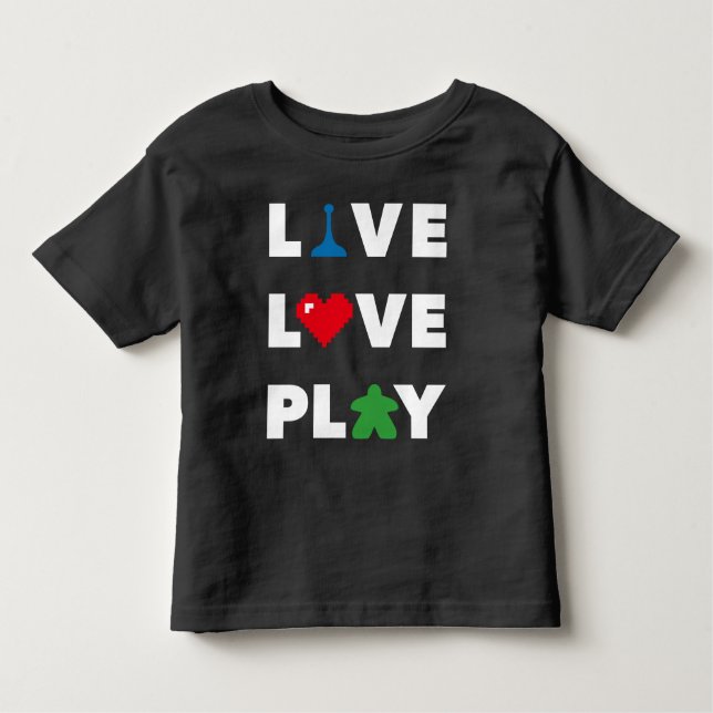 Levande, Kärlek, Spela upp vit text Småbarn-skift T Shirt (Framsida)