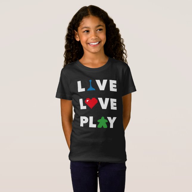Levande, Kärlek, Spela upp vit textskiva T Shirt (Hel framsida)