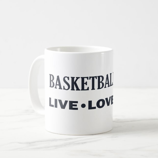 Levande kärlek spelar basketbollens liv kaffemugg (Framsida vänster)