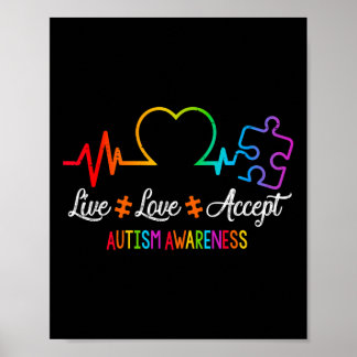 Levande Kärlek tar emot autismmedvetenhet Tie Dye  Poster