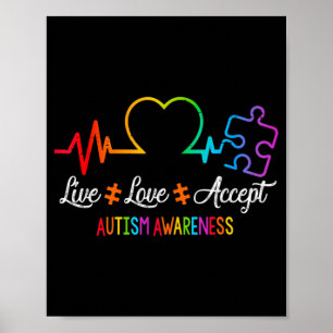 Levande Kärlek tar emot autismmedvetenhet Tie Dye Poster
