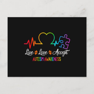 Levande Kärlek tar emot autismmedvetenhet Tie Dye Vykort