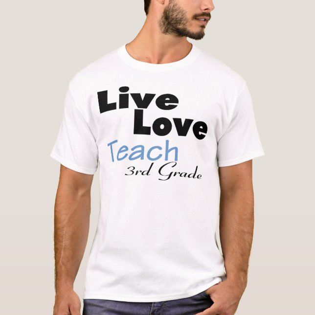 Levande kärlek undervisar den 3rd klassen (blått) tee shirt (Framsida)