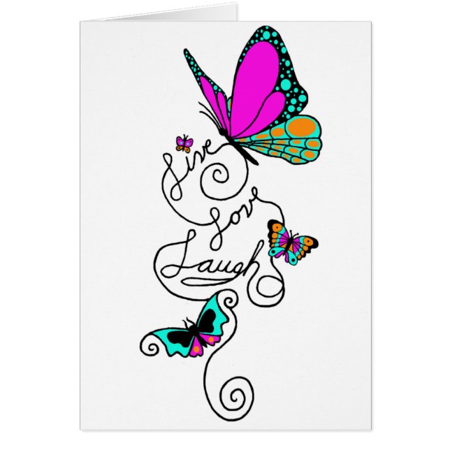 Levande kärlekskratt hälsningskort (Framsidan)