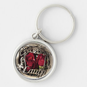 Levande kärlekskratt Keychain Rund Silverfärgad Nyckelring