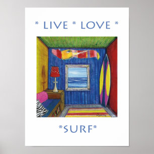 Levande kärleksurfaaffisch poster
