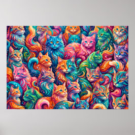 Levande Katt Drömlandskap – Psykedelisk Boho Poster