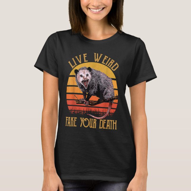 Levande Konstig Fake Death Opossum Ugly Cat Possum T Shirt (Framsida)