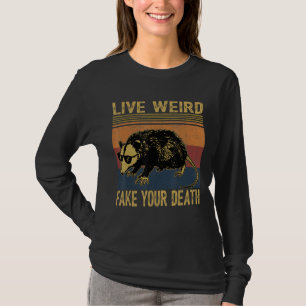 Levande Konstig Fånga din död Opossum fuktig katte T Shirt