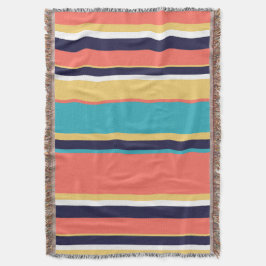 Levande korall, blått och gult rand filt