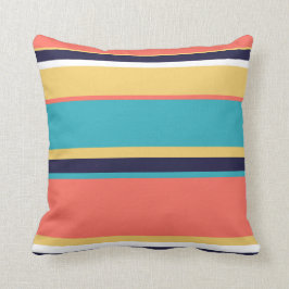 Levande korall, blått och gult rand kudde