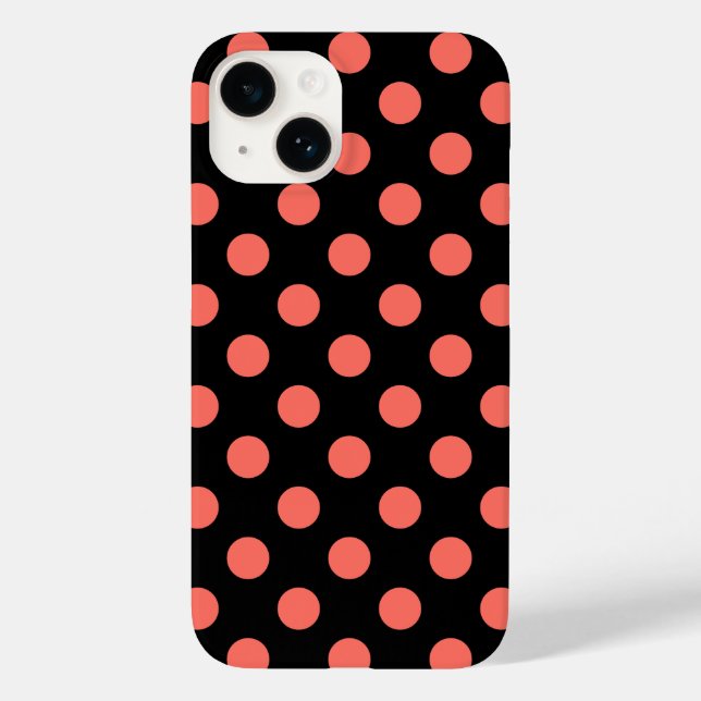 Levande korall polka dots på svart (Baksida)
